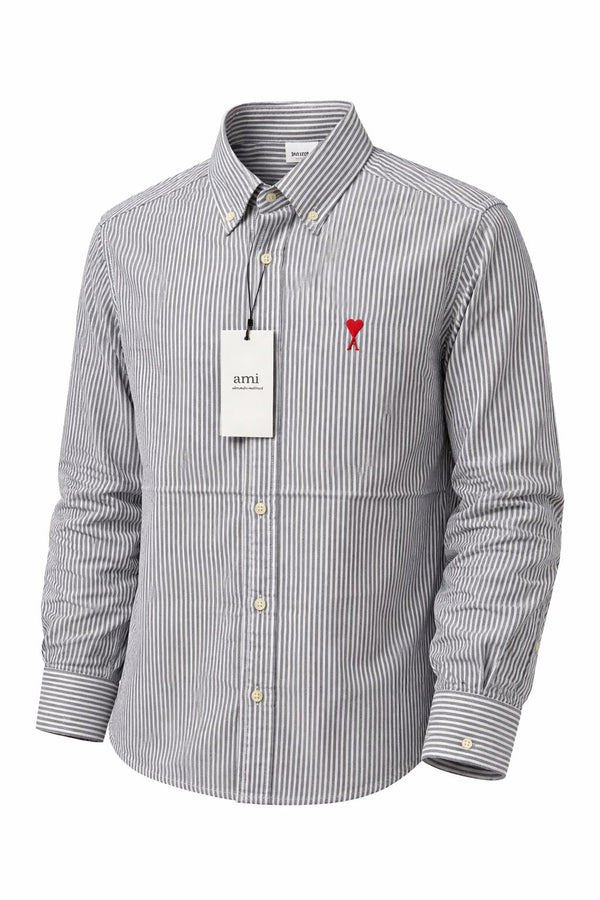 Amy Paris Grey Striped Shirt