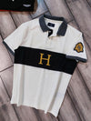 Hackett Off White & Black Polo Collared T-Shirt